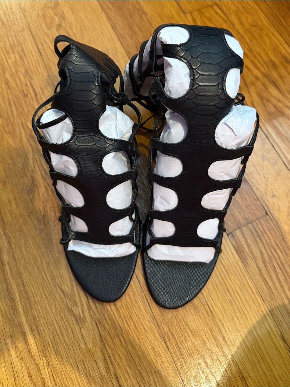 MATTE BRAND Black Cutout Gladiator Heels - Women